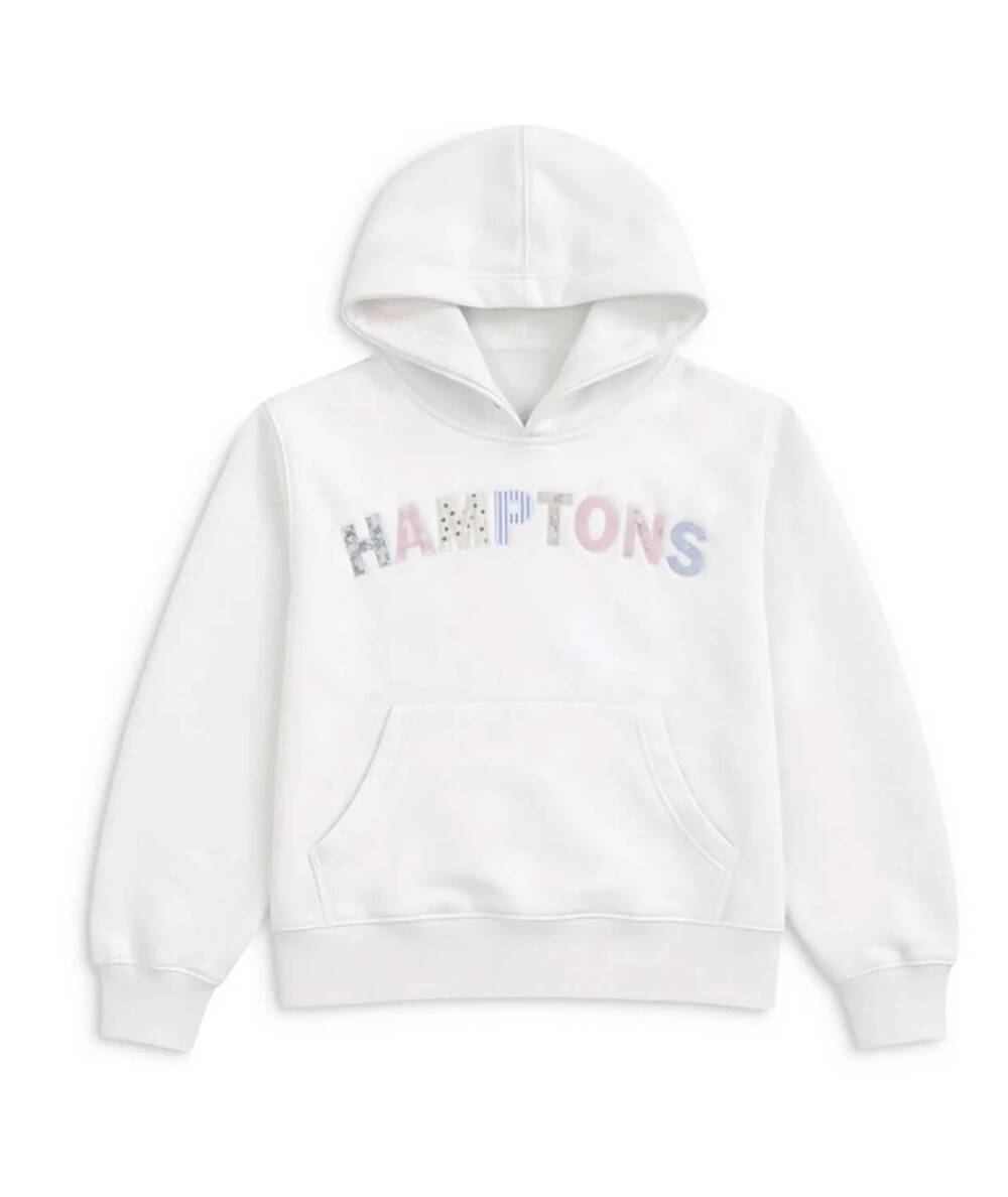 NEW KATIE J NYC girls hamptons patch sweatshirt in vintage white
